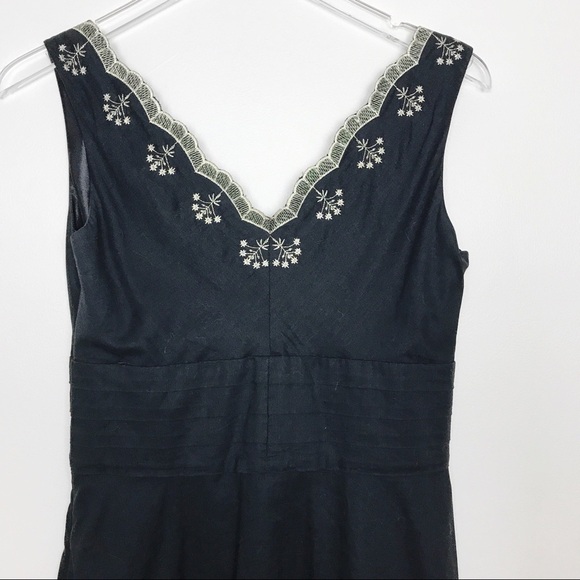 Ann Taylor Factory Black Lined Dress Gold Trim 4 - Picture 3 of 8